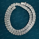 Customized 925 Sliver Moissanite Cuban Link Chain Baguette Cut Premium Necklace For Men
