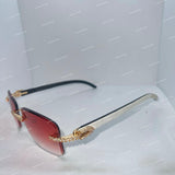 Premium VVS Moissanite Diamond Iced Out Rimless Sunglasses Sunset Red Gradient Sunglasses