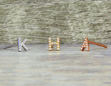 S925 Sliver Moissanite Diamond Alphabet Stud Earrings 925 Sterling Silver Unisex Fine Jewelry