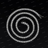 Luxury 925 Sterling Silver Moissanite Diamond Tennis Chain VVS Clarity Round Cut Iced Out Hip Hop Necklace