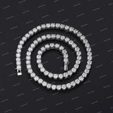Luxury 925 Sterling Silver Moissanite Diamond Tennis Chain VVS Clarity Round Cut Iced Out Hip Hop Necklace