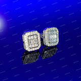 Full White Moissanite Round Brilliant Cut Stud Earrings 925 Sterling Silver