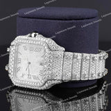 Iced Square Roman Numeral Watch with Moissanite Diamond Bezel Fully Iced Premium Timepiece
