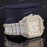 Iced Square Roman Numeral Watch with Moissanite Diamond Bezel Fully Iced Premium Timepiece