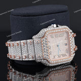 Iced Square Roman Numeral Watch with Moissanite Diamond Bezel Fully Iced Premium Timepiece