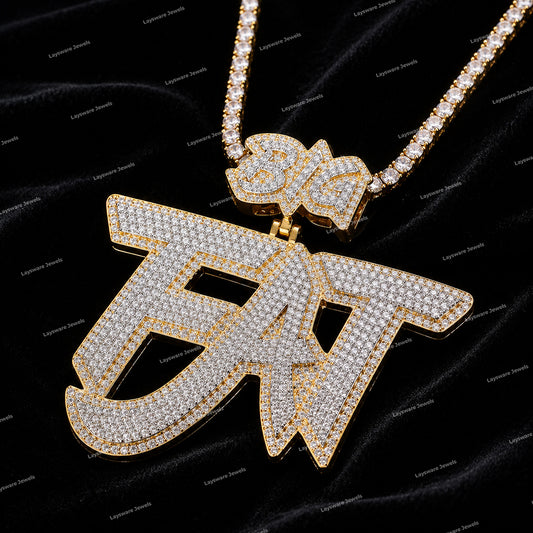 Premium Charm Pendant 925 Sterling Silver Hip Hop Name Logo 3D VVS Moissanite Diamond Letter Pendant