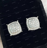 925 Sterling Silver Iced Full Pave D Color VVS Moissanite Round Stud Earrings Trendy Flower Pattern