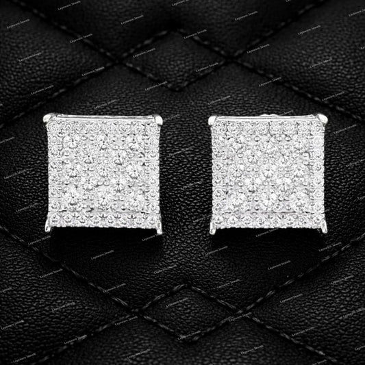 New Hip Hop S925 Sliver Jewelry Men's Brilliant Cut  Moissanite Earrings
