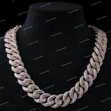 Heavy Cuban Link Necklace Silver Iced Out Moissanite Diamond Style hip Hop Chain For Men