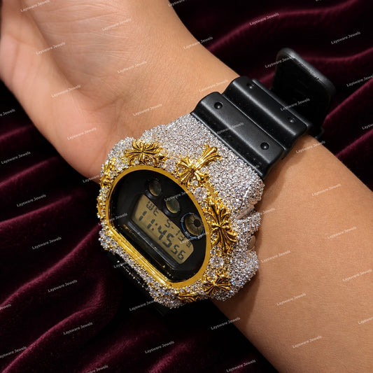 Iced Out Moissanite Diamond Watch With Black Rubber Strap Hip Hop Luxury Statement Timepiece