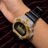 Iced Out Moissanite Diamond Watch With Black Rubber Strap Hip Hop Luxury Statement Timepiece