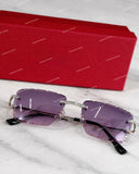 Silver Finish Handset Moissanite Diamond Rimless Eyewear – Cut-Edge Violet Gradient