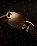 Fully Iced Rose Gold C-Frame Moissanite Diamond Sunglasses Warm Gradient Lenses