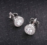 925 Sterling Silver Moissanite Diamond Halo Stud Luxury Jewelry Earring