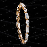 Luxury Alternating Marquise and Baguette Cut VVS Moissanite Diamond Stylish Wedding Band