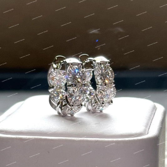 S925 Sterling Silver Moissanite Diamond Huggie Earrings Fine Jewelry