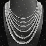 Luxury 925 Sterling Silver Moissanite Diamond Tennis Chain VVS Clarity Round Cut Iced Out Hip Hop Necklace