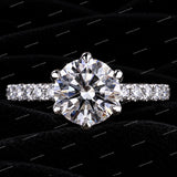 Premium Round Brilliant Cut Moissanite Diamond Pave Setting Engagement Ring