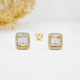 Hot Selling Fine Jewelry 925 Sterling Silver Emerald Cut VVS Moissanite Hip Hop Stud Earrings