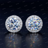 Luxury Moissanite Earrings 925 Sterling Silver Gold Plated Round Brilliant Cut Stud Earrings
