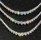 925 Sterling Silver Men's Cuban Link Tennis Chain Necklace Iced Out VVS Moissanite Diamond Necklace