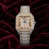 Luxury Full Iced Yellow Gold Tone Moissanite Diamond Watch Personalized Hip Hop Design
