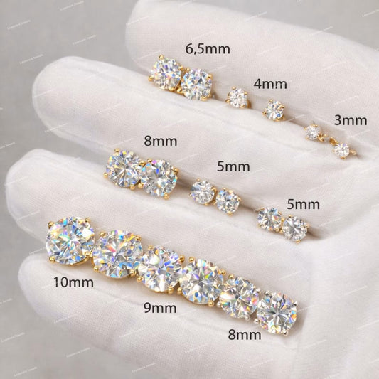 Personalized 925 Sterling Silver Moissanite Diamond Stud Earrings VVS Clarity Round Cut 4 Prong Setting Jewelry