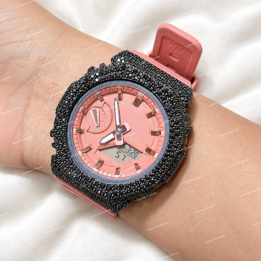 Bold Premium Black Moissanite Diamond Style Watch With Rubber Strap Statement Luxury Timepiece