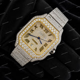 Personalized Premium Full Iced Yellow Gold Tone Moissanite Diamond Watch Luxury Street Style