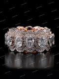 Luxury 925 Silver Oval Cut & Pear Cut  Moissanite Diamond Halo Eternity Ring