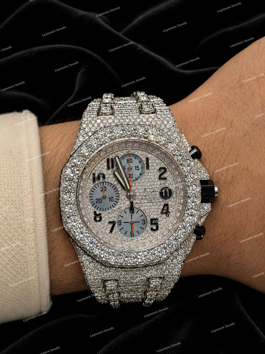 Personalized Full Iced Moissanite Diamond Watch With Rubber Strap Premium Hip Hop Luxury Style
