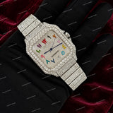 Hip Hop Full Iced Ranibow Dial VVS Moissanite Diamond Watch Premium Custom Luxury Look