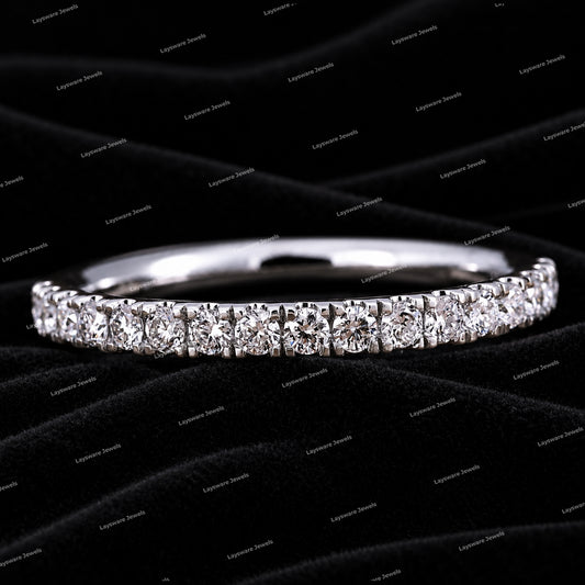 Premium Luxurious Round Moissanite Diamond Band Half Eternity Wedding Band