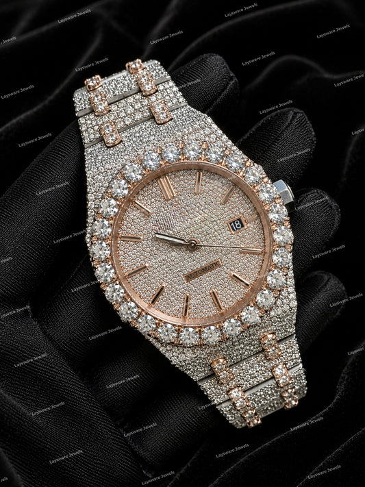 Luxury Moissanite Timepiece With Iced Diamond Look And Full Iced Straps For Modern Men's Fashion