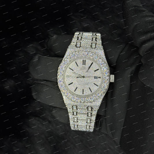 Fully Iced Out Black Stick Bar Moissanite Diamond Premium Watch For Men