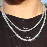 Premium Iced Out VVS Moissanite Dimaond 925 Sterling Silver Tennis Chain For Unisex