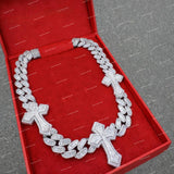 Premium Baguette Cut 925 Silver Moissanite Diamond Cuban Link Chain Hip Hop Style Necklace Rappers