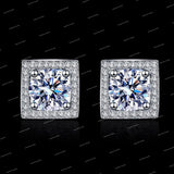 S925 Sterling Silver Hip Hop Rose Gold Plated Brilliant Cut Claw Moissanite Earrings