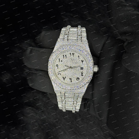 41MM Black Arabic Number Moissanite Diamond Luxury Hip Hop Watch
