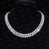 Trending Claw Setting Baguette Cut Cuban Link Chain Moissanite Custom Hip Hop Statement 925 Silver Necklace