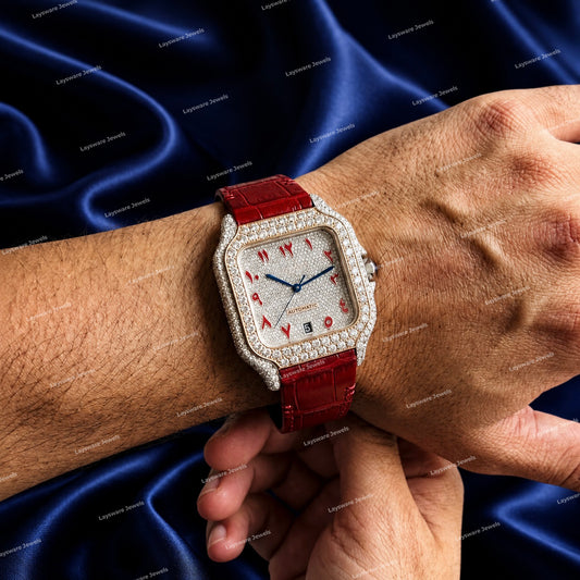 Personalized Moissanite Diamond Watch With Leather Strap Premium Hip Hop Luxury Style