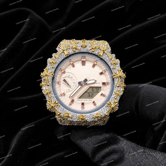 Snow White VVS Moissanite Diamond Luxury Watch With Rubber Strap Men's Fashion Timepiece