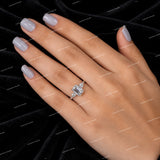 Emerald and Pear Cut VVS Moissanite Diamond Engagement Ring for Her