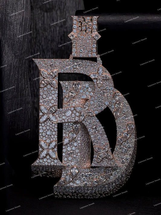 Custom VVS Moissanite Hip Hop Initial Letter Name Pendant 925 Silver Jewelry