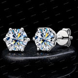 Jewelry 925 Sterling Silver Round Brilliant Cut Moissanite Stud Earrings Trendy