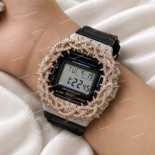 Iced Moissanite Diamond Watch With Durable Black Rubber Strap Bold Luxury Style For Men