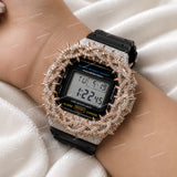 Iced Moissanite Diamond Watch With Durable Black Rubber Strap Bold Luxury Style For Men