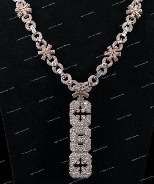 Luxury Custom Letter Pendant Necklace Brilliant Cut VVS Moissanite Claw Setting Iced 925 Sterling Silver Hip Hop Pendant