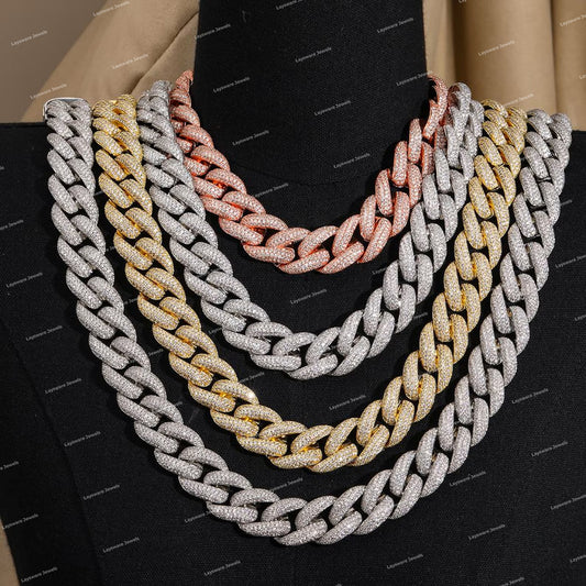 Fashion Moissanite 10mm Baguette Cut Claw Setting Trendy 925 Silver Statement Hip Hop Necklace
