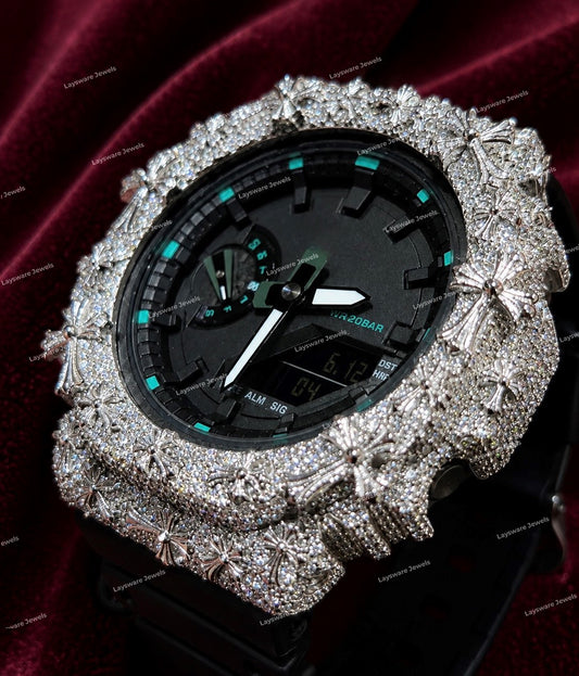 Luxury Moissanite Diamond Style Watch for Men's Premium Sparkle Finish Bold Designer Look & Statement Wristwear